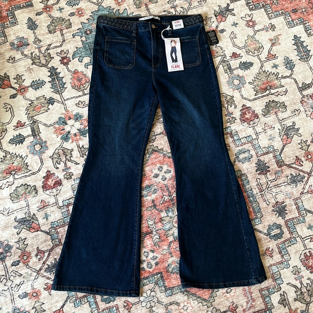 Celebrity pink high rise flare jeans